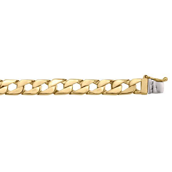 Yellow Gold Square Curb Bracelet - 7 mm Wide - 8.5 inches Long