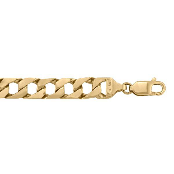 Yellow Gold Square Curb Bracelet - 9 mm Wide - 8.5 inches Long