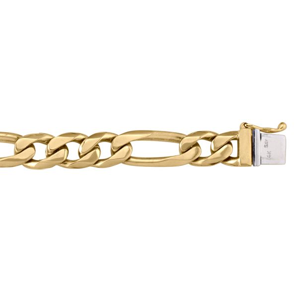 Two-tone yellow gold solid link bracelet, 9.3mm wide with oval links, 8.5" length, and secure clasp.