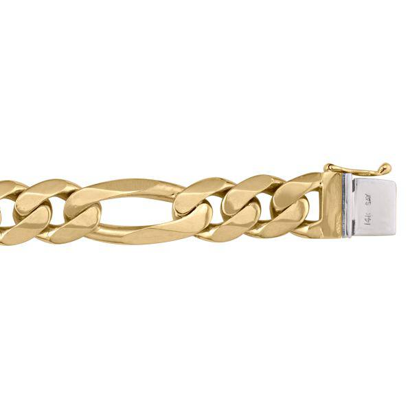 10k/14k/18k Yellow Gold Figaro Bracelet - 12.4 mm Wide - 8.5 inches Long - Men's Jewelry - A Statement of Elegance 14k Yellow Gold / 8.5 / 65