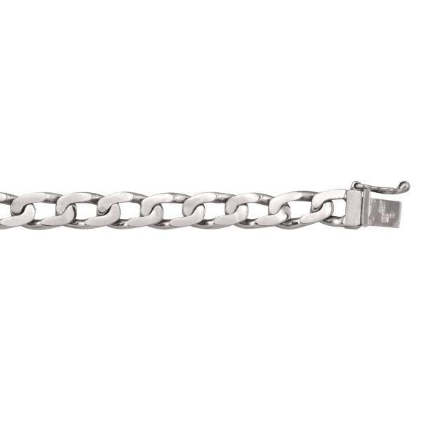 White Gold Curb Bracelet - 6.8 mm Wide - 8.5 inches Long