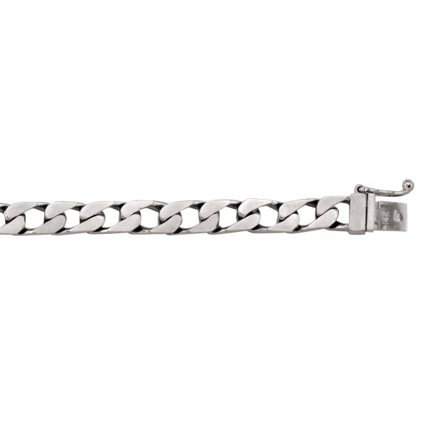 10k/14k/18k white gold solid link bracelet with a 6mm width and 8.5" length, featuring a secure clasp.