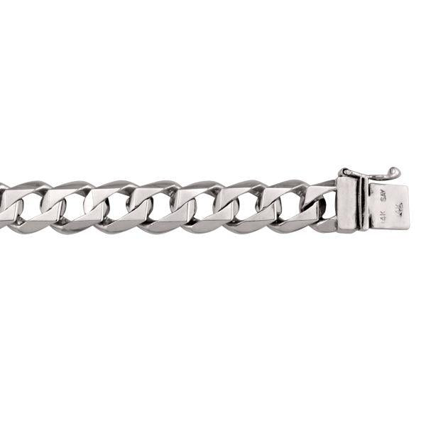 White Gold Curb Bracelet - 9.5 mm Wide - 8.5 inches Long