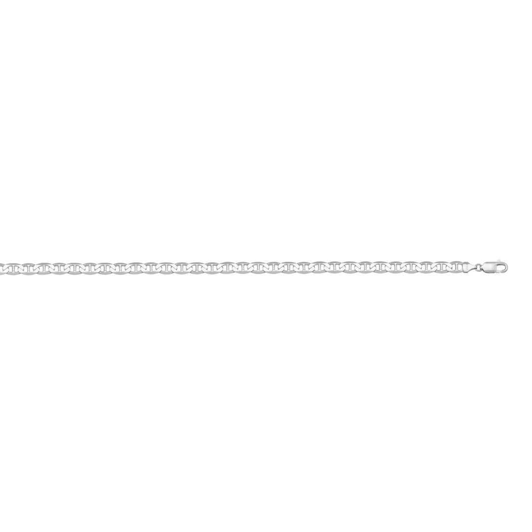 10K/14K White Gold Solid Flat Anchor Link Anklet, 2.2mm