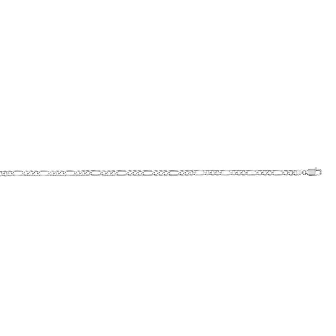 10K/14K White Gold Solid Figaro Link Anklet, 2.4mm