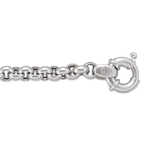 14K White Gold Hollow Fancy Rolo Bracelet - Sleek Round Link Design