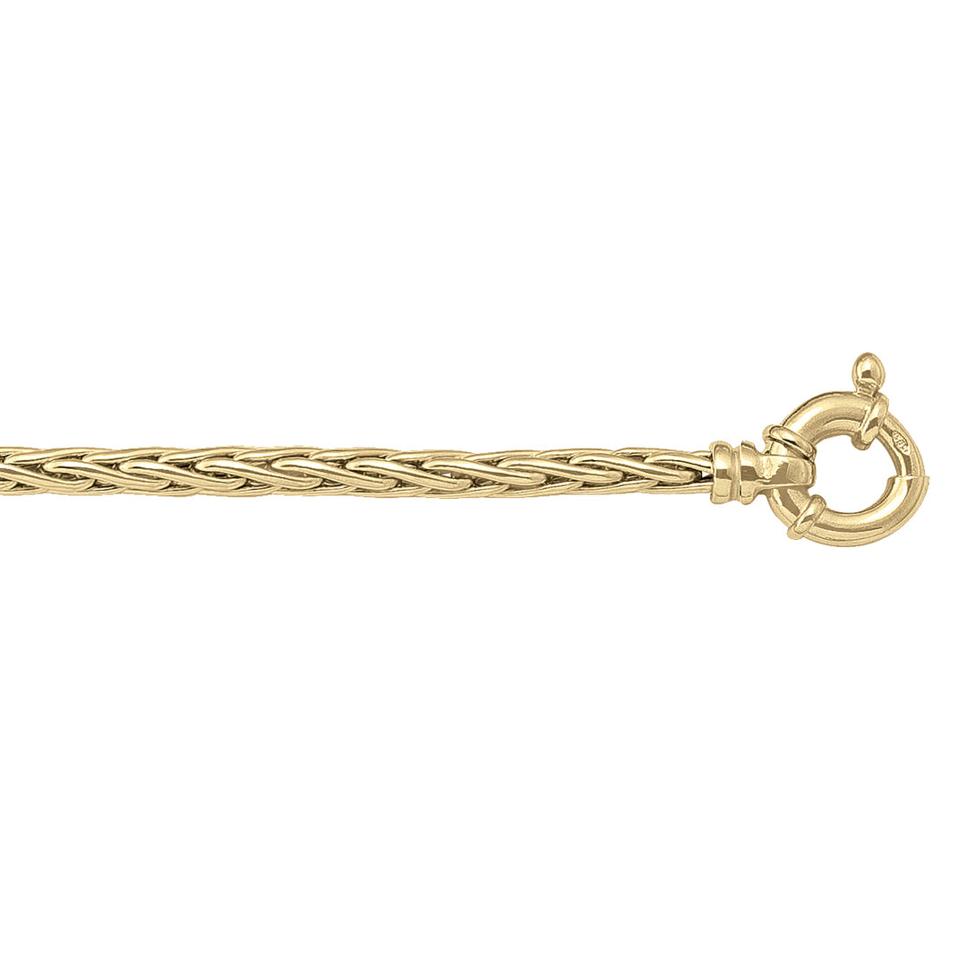 Yellow Gold Wheat Bracelet — 4mm, 7.5"