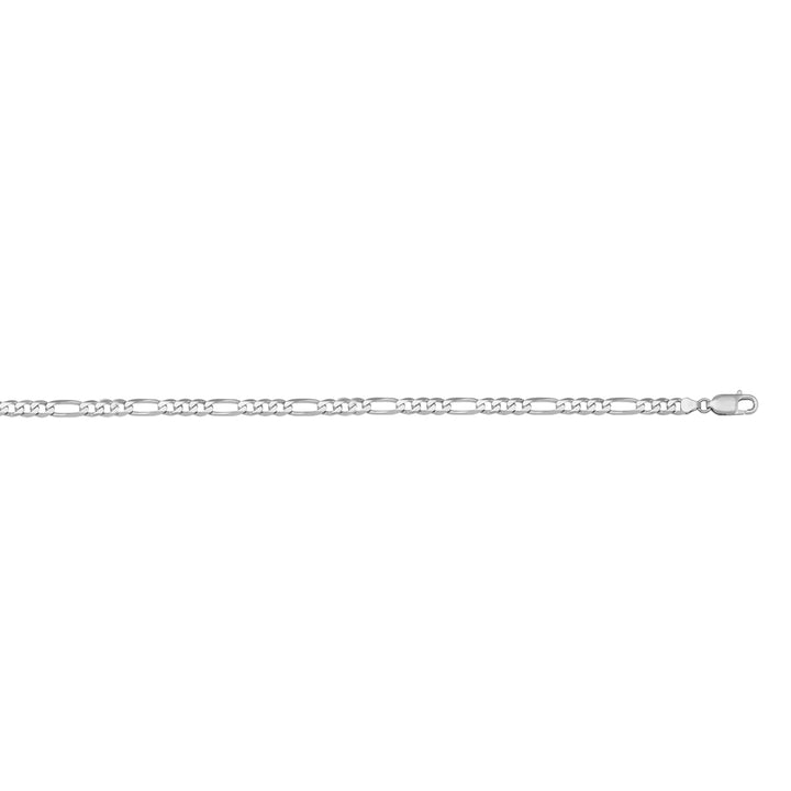 White Gold Figaro Bracelet — 3.1mm, 8"