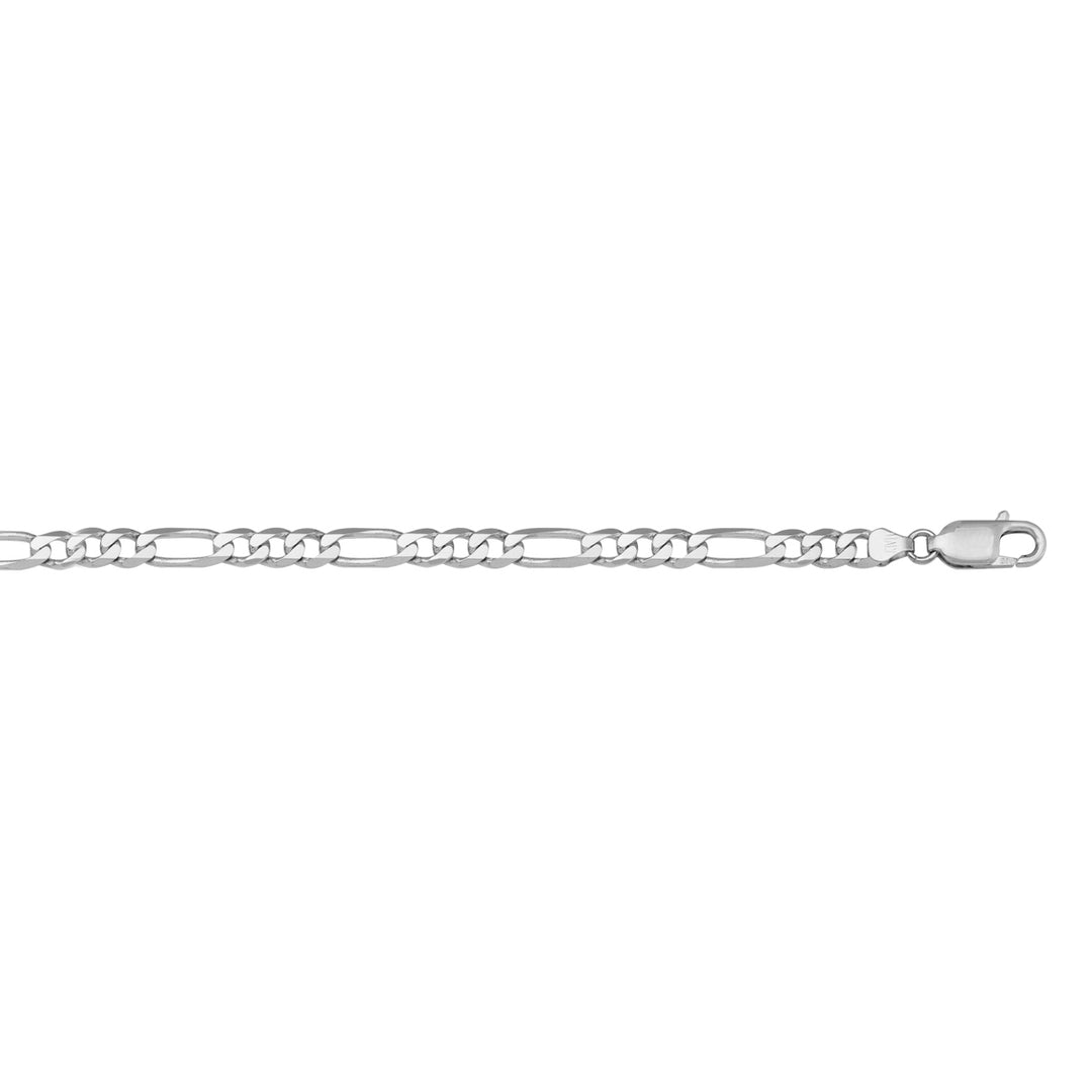 White Gold Figaro Bracelet — 5.1mm, 9.25"