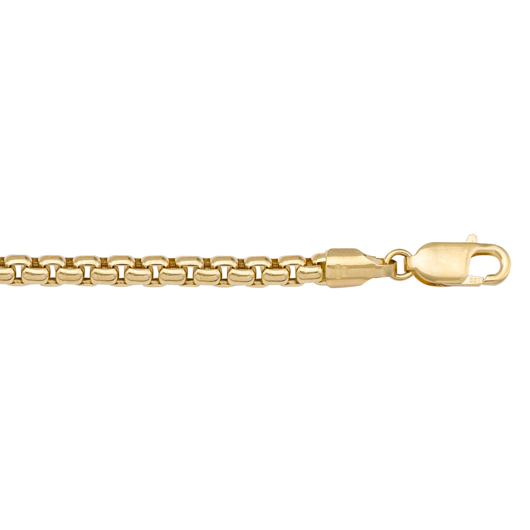 14K / 18K Yellow Gold Hollow Box Necklace 5mm - designed for distinction