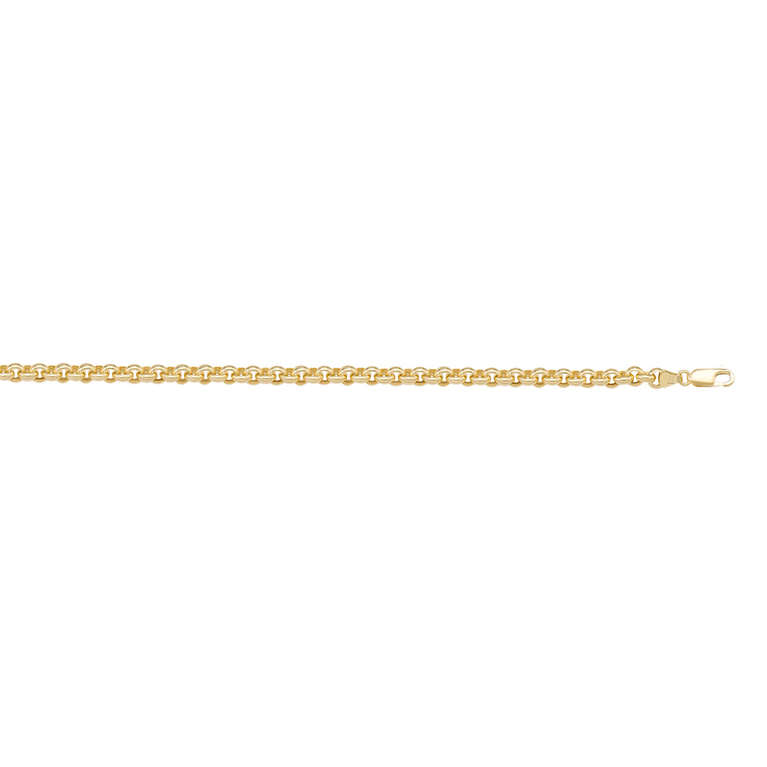 10K / 14K / 18K Yellow Gold Hollow Rolo Necklace 2.9mm - delicate and durable