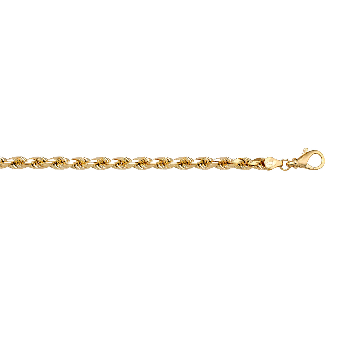 Yellow Gold Diamond Cut Rope Bracelet — 2.7mm, 7"