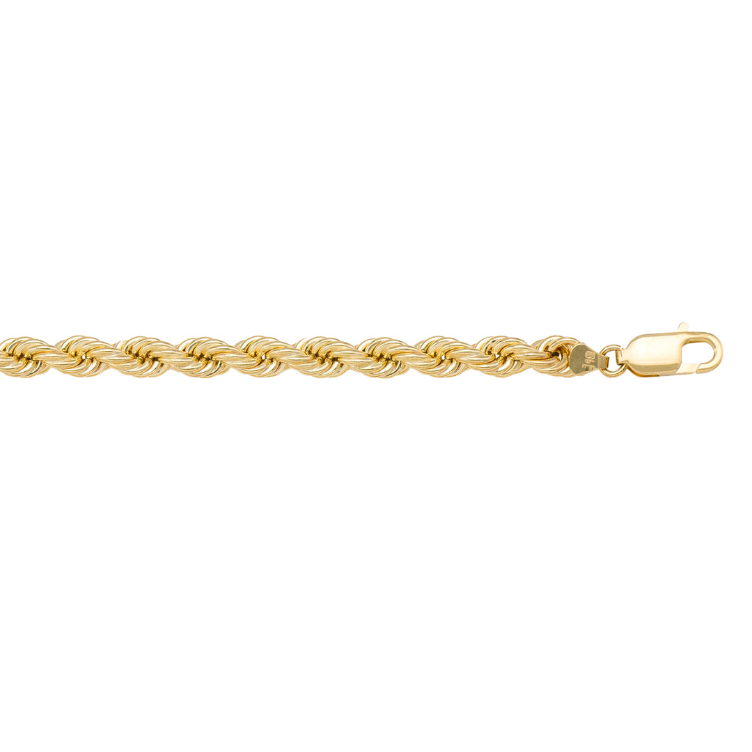 10K / 14K / 18K Yellow Gold Rope Necklace 4mm - Hollow - inspired by tradition