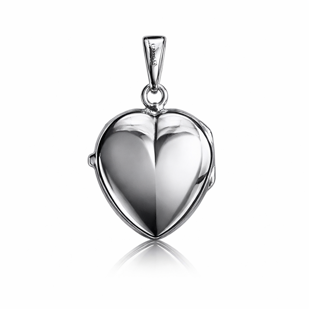White Gold Floral Heart Locket — back view