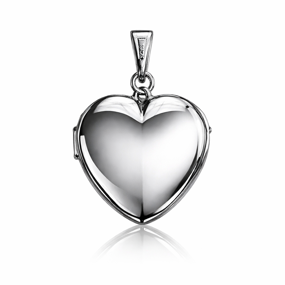White Gold Floral Heart Locket — back view
