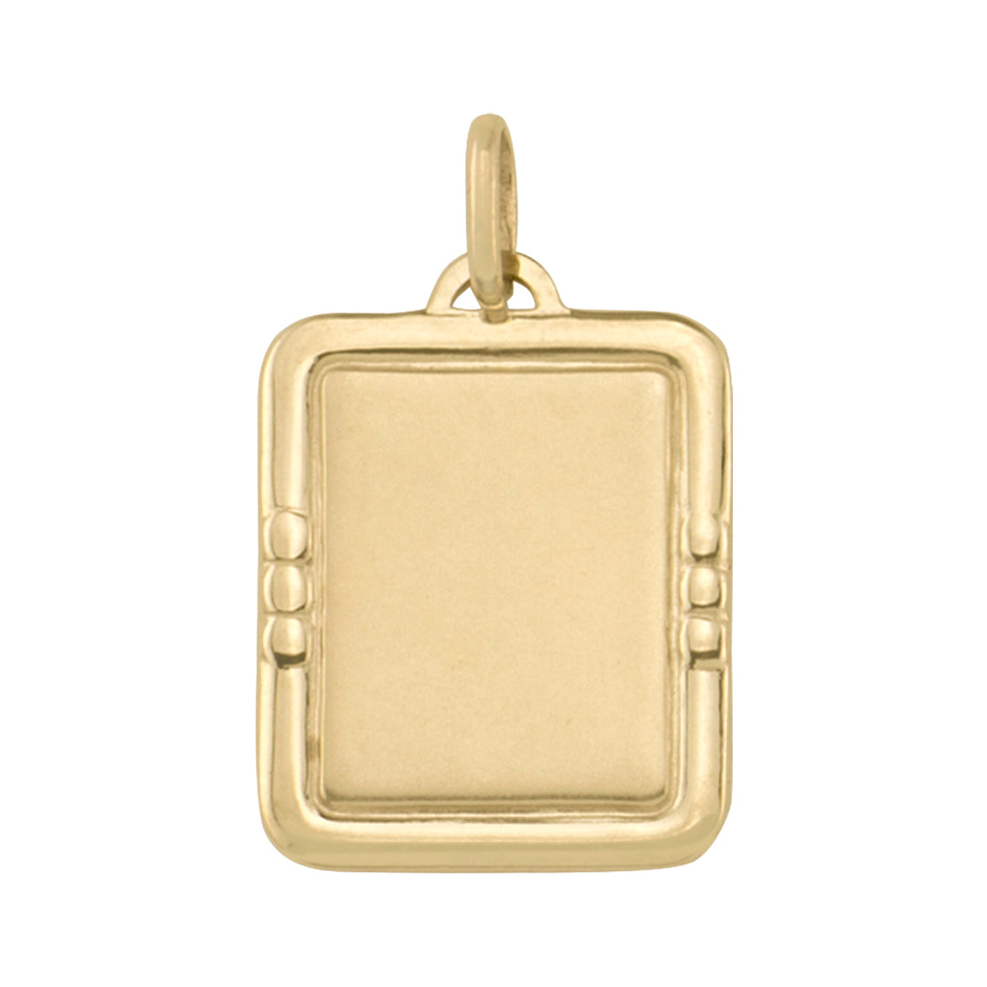 Yellow Gold Framed Tag Pendant — 19.5 × 16.2 mm