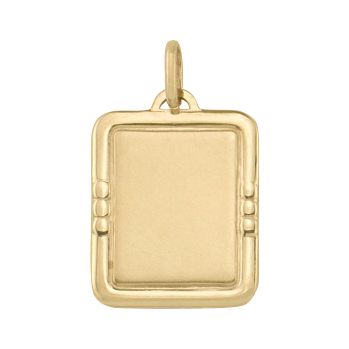 Yellow Gold Framed Tag Pendant — 19.5 × 16.2 mm