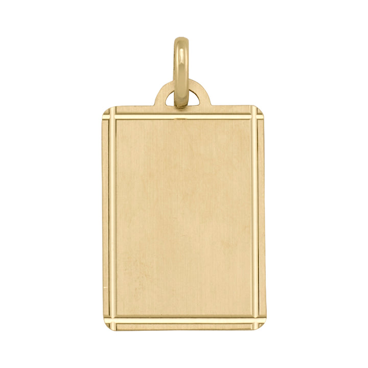 18k Yellow Gold Satin Framed Tag Pendant — 24.6 × 17.4 mm