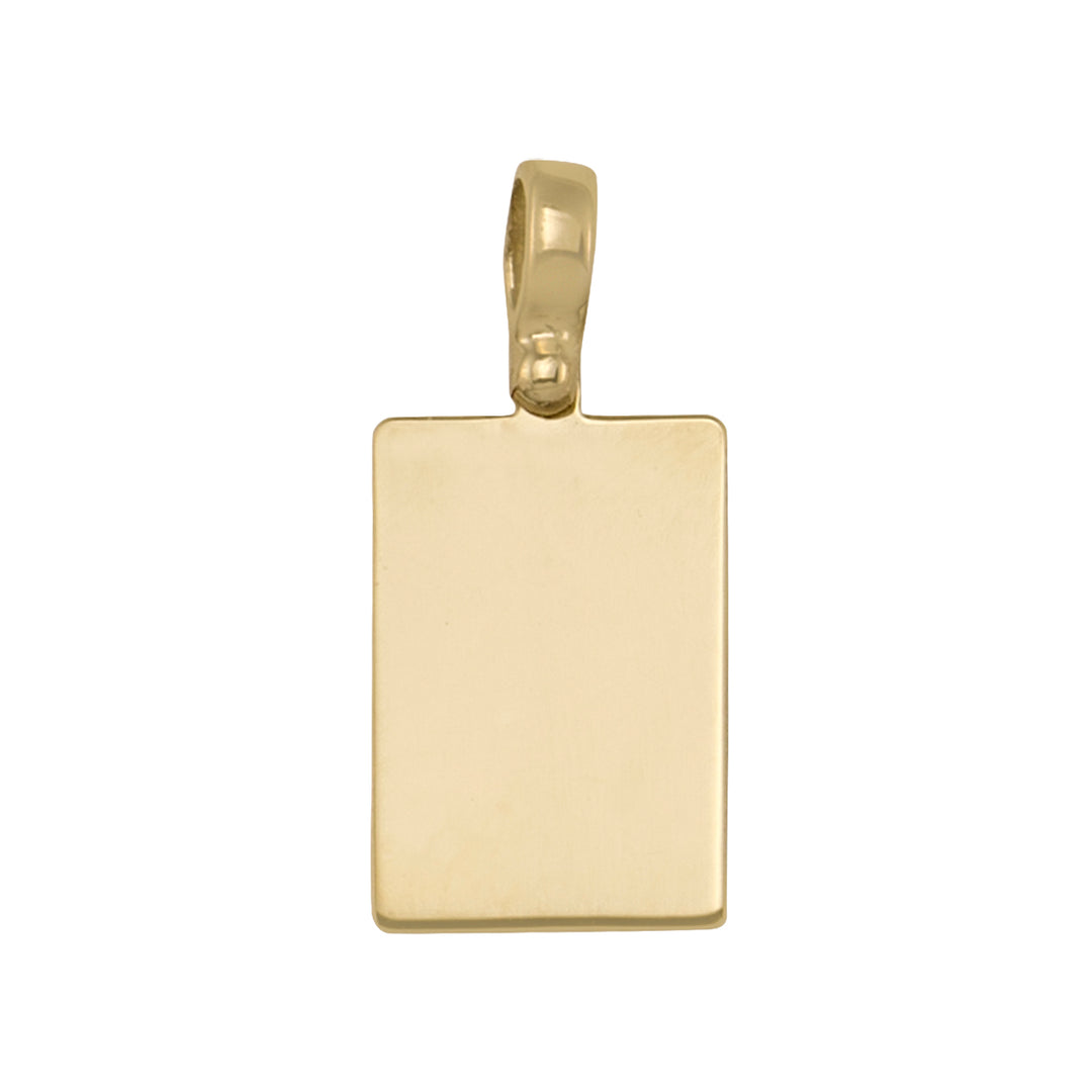 Yellow Gold Plain Rectangular Tag Pendant — 19 × 13 mm