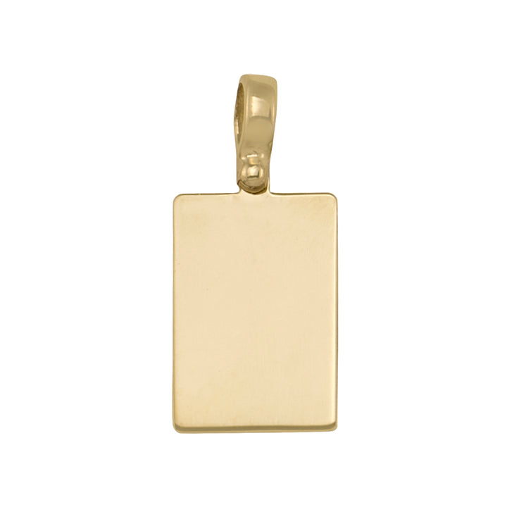 Yellow Gold Plain Rectangular Tag Pendant — 19 × 13 mm