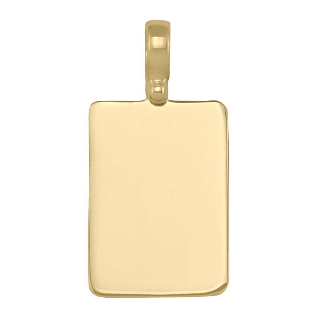 Yellow Gold Plain Rectangular Tag Pendant — 23 × 16 mm