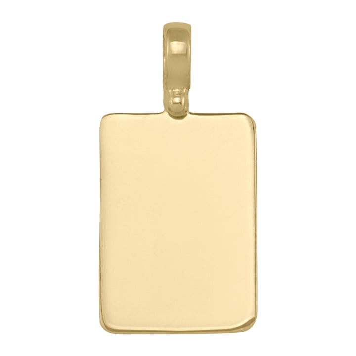 Yellow Gold Plain Rectangular Tag Pendant — 23 × 16 mm