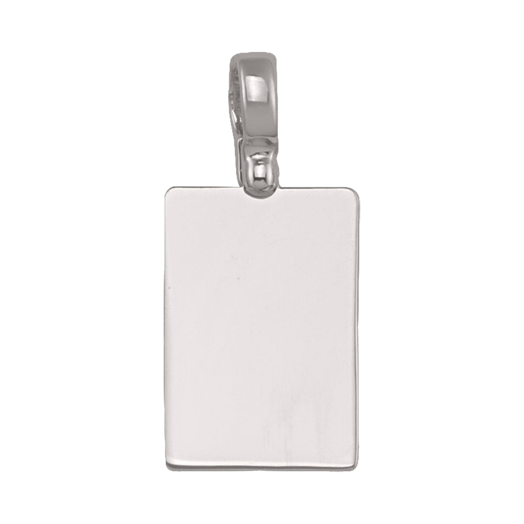 White Gold Plain Rectangular Tag Pendant — 19 × 13 mm
