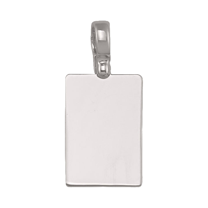 White Gold Plain Rectangular Tag Pendant — 19 × 13 mm