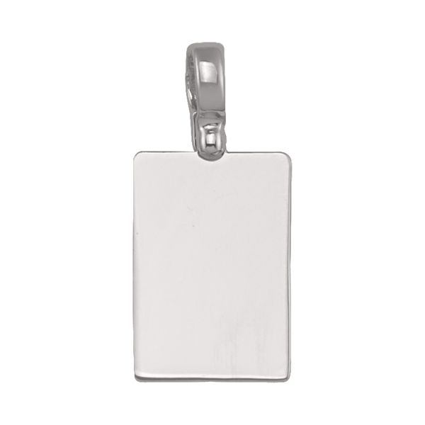 Rectangular white gold pendant with a polished, plain surface and durable bail.