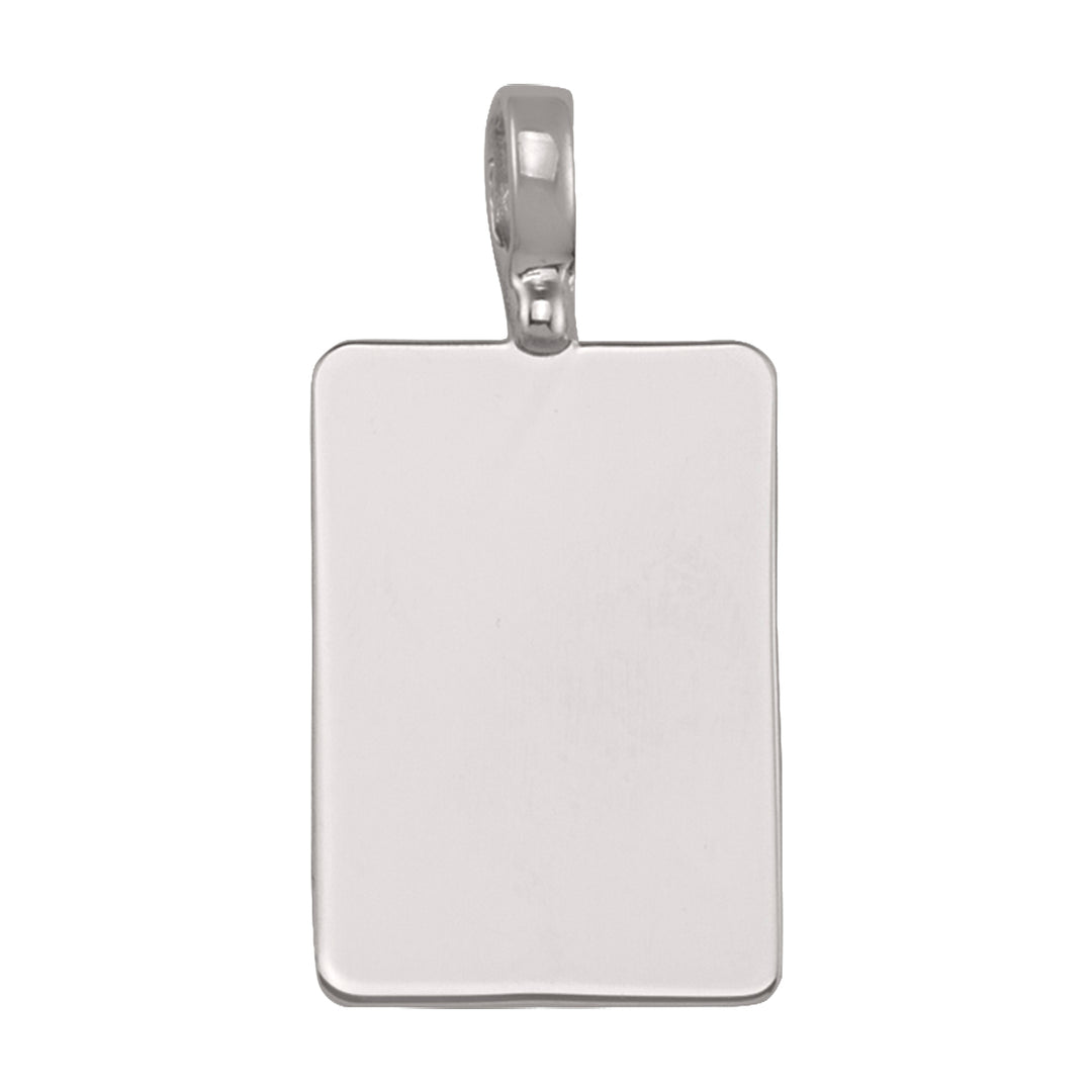White Gold Plain Rectangular Tag Pendant — 23 × 16 mm
