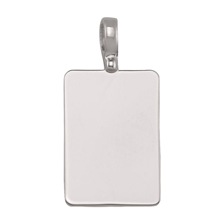 White Gold Plain Rectangular Tag Pendant — 23 × 16 mm