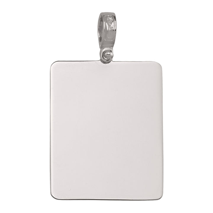 White Gold Plain Rectangular Tag Pendant — 26.8 × 21 mm