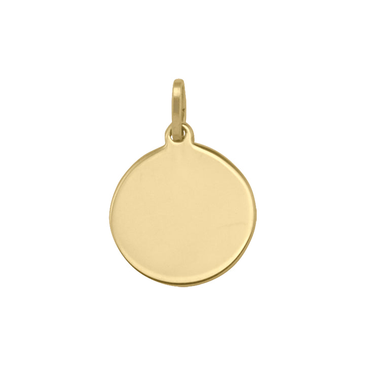 Yellow Gold Polished Round Tag Pendant — 14 mm