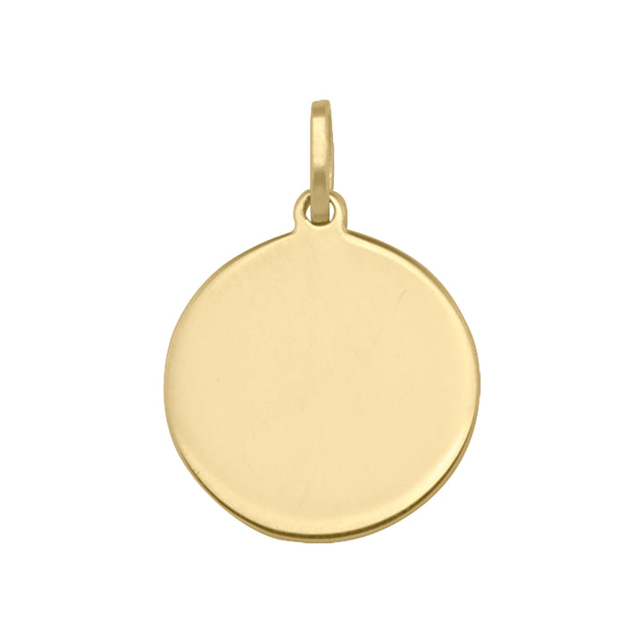 Yellow Gold Polished Round Tag Pendant — 16 mm