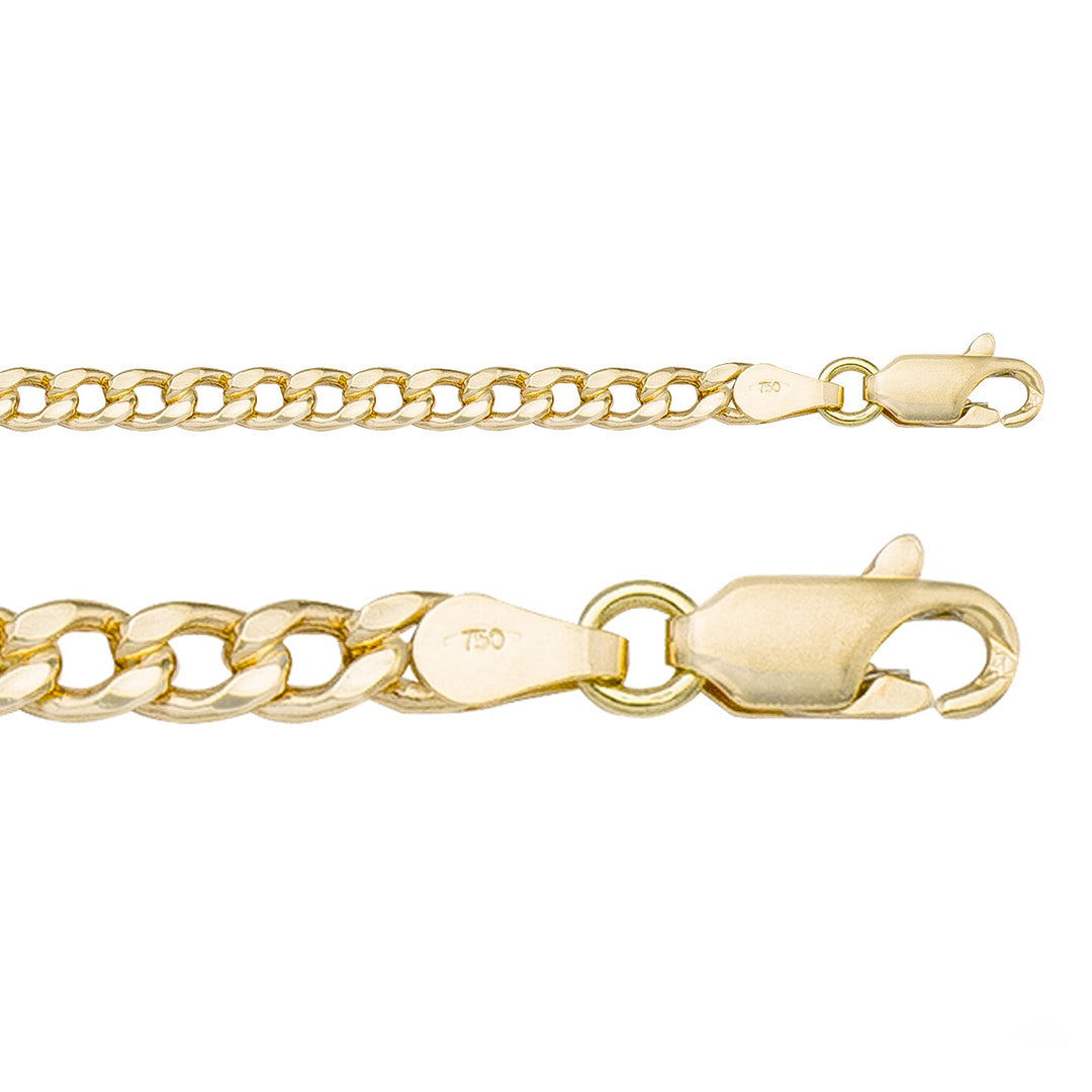 10K / 14K / 18K Yellow Gold Curb Link Necklace 3mm - Hollow - classic with a modern twist