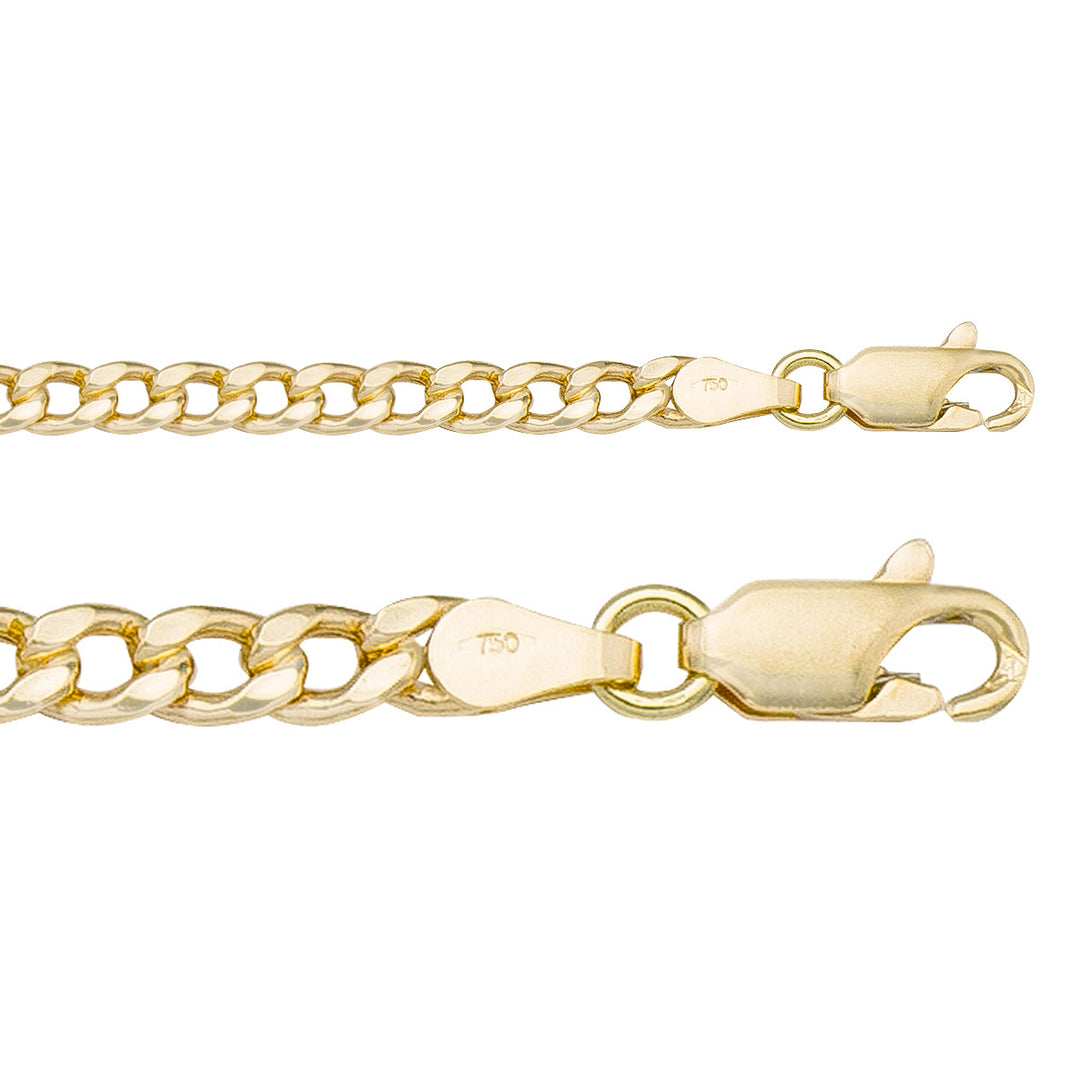 10K / 14K / 18K Yellow Gold Curb Necklace 4mm - Hollow - a flawless finish