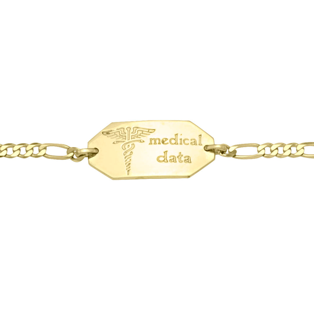 Yellow Gold Medical ID Bracelet — 7" — front view