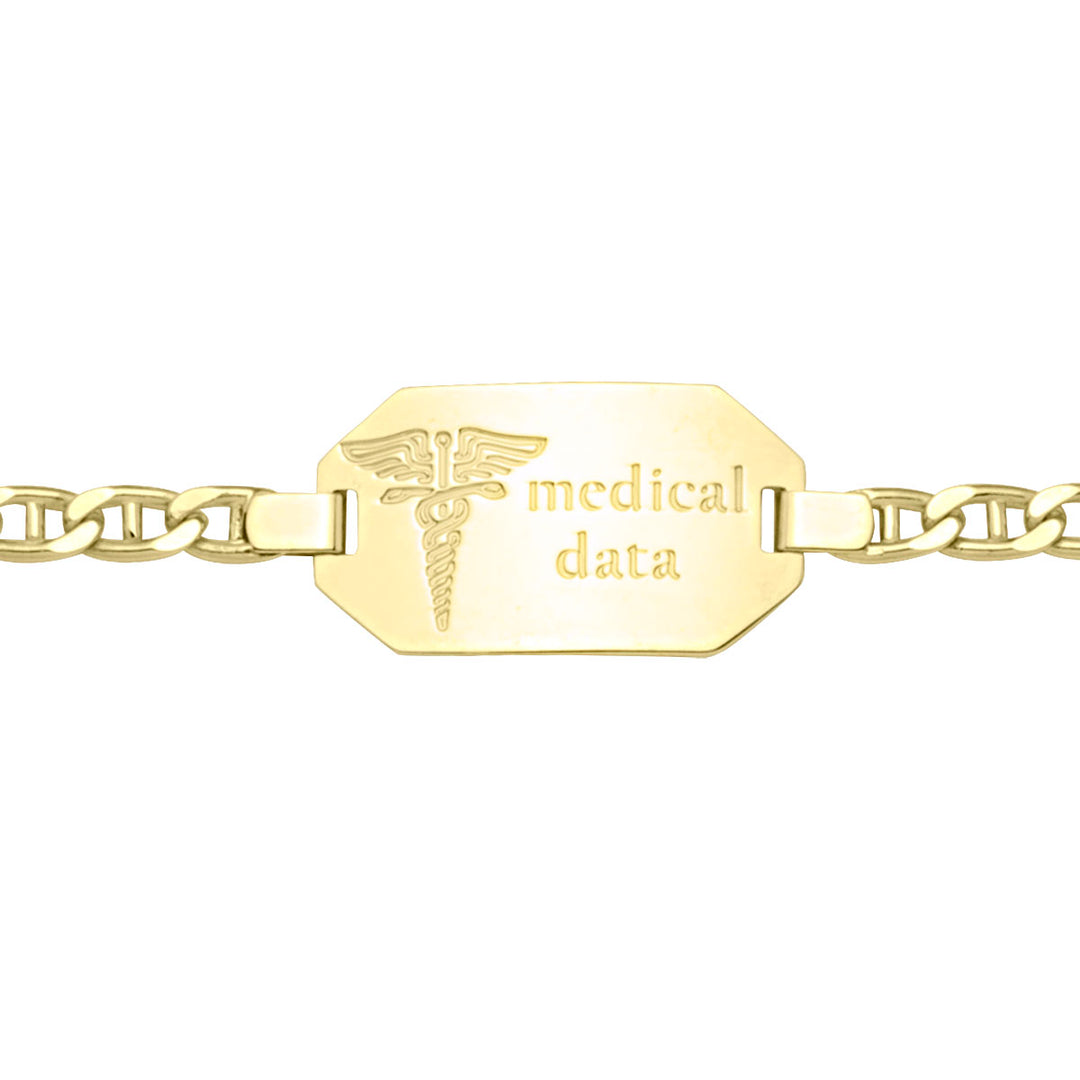 Yellow Gold Medical ID Bracelet — 8" — front view
