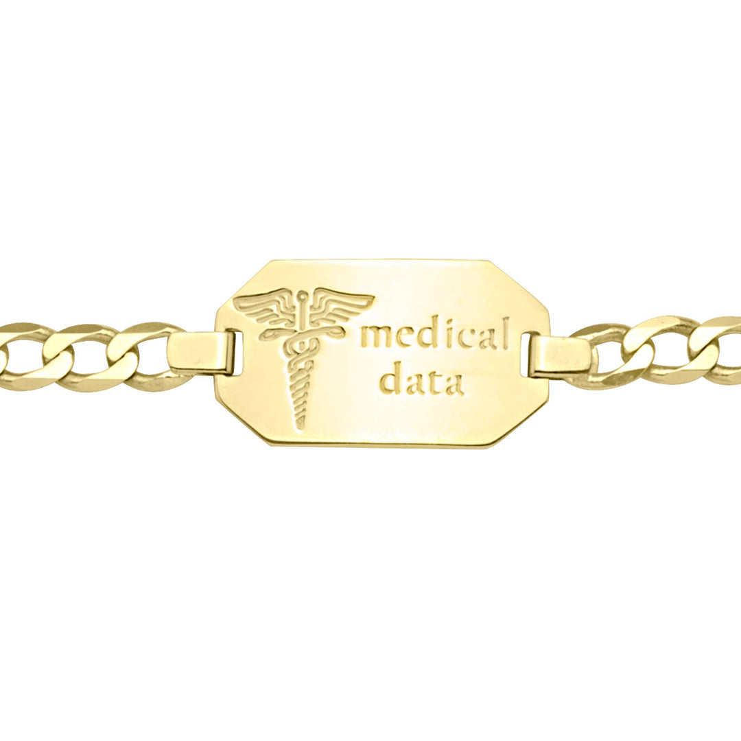 Yellow Gold Medical ID Bracelet — 8" — front view