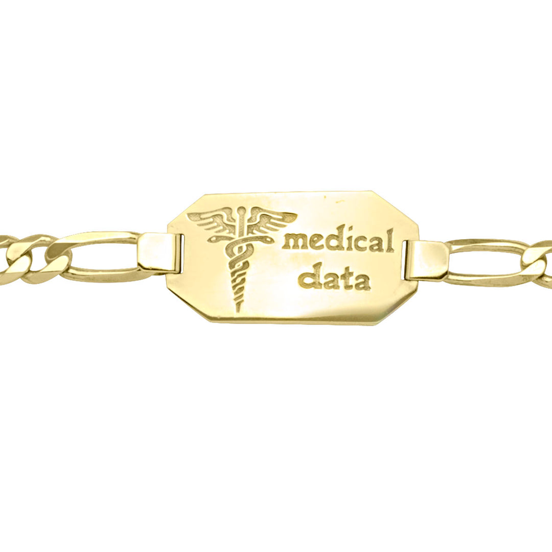 Yellow Gold Medical ID Bracelet — 8" — front view