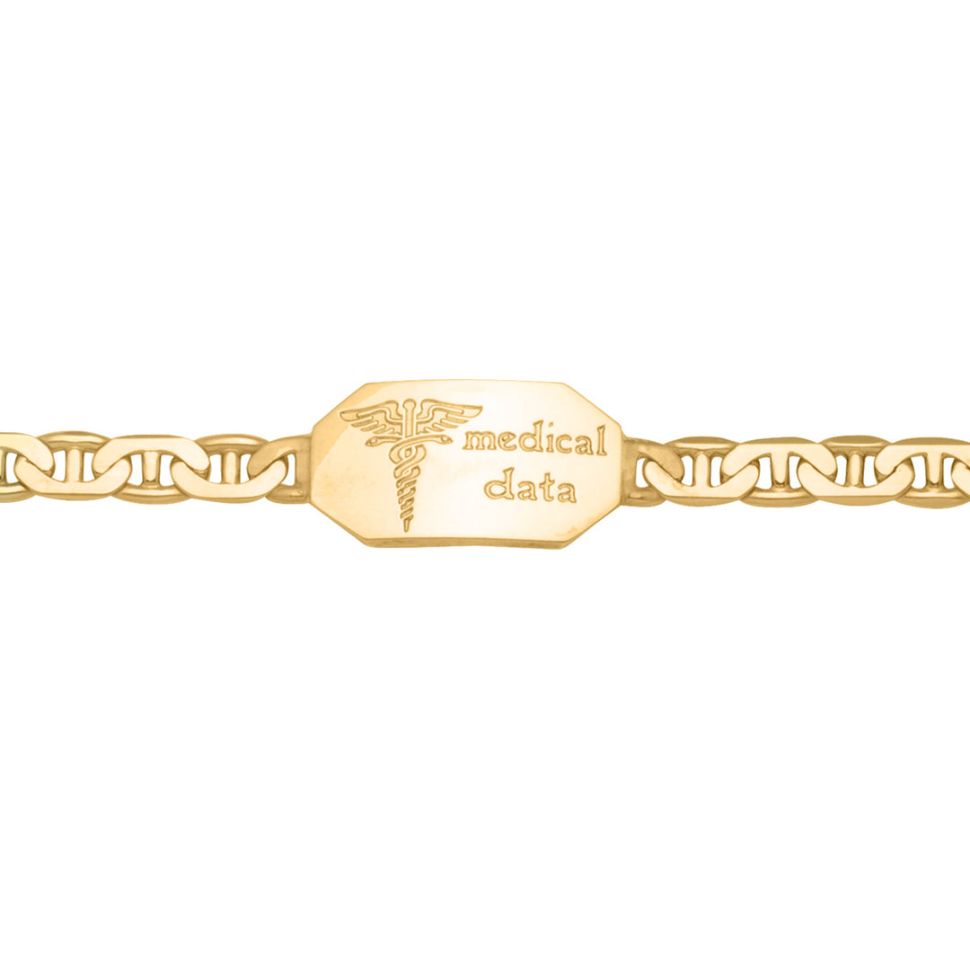 Yellow Gold Medical ID Plate — 8" — front view