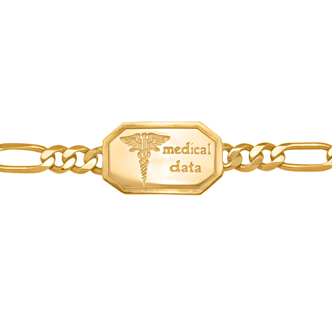 Yellow Gold Medical ID Bracelet — 8" — front view