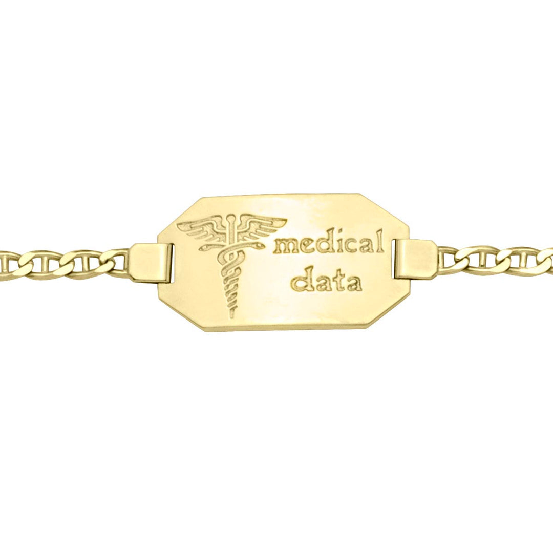 Yellow Gold Medical ID Bracelet — 7.5" — front view