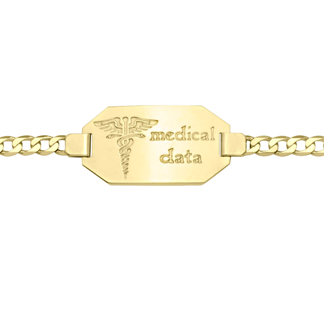 Yellow Gold Medical ID Bracelet — 7.5" — front view