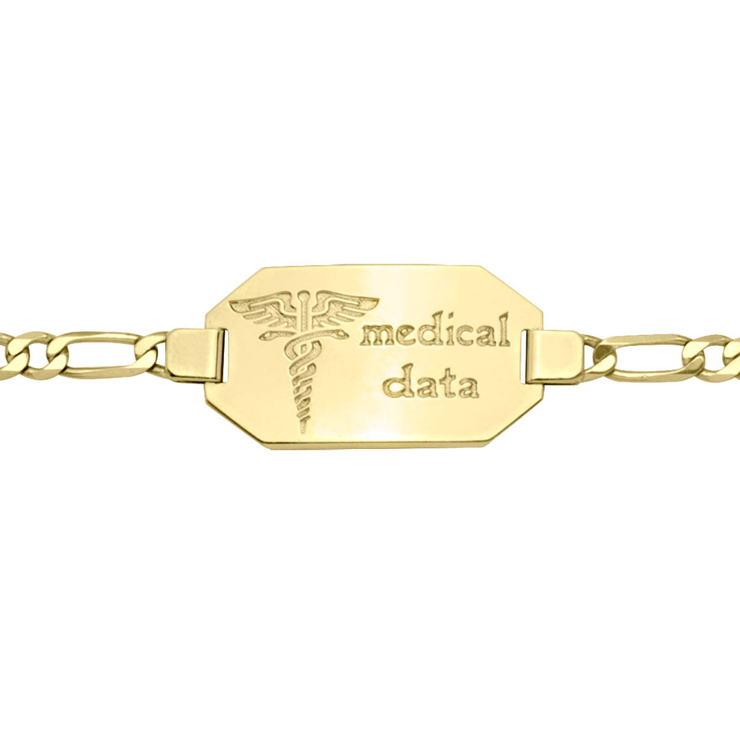 Yellow Gold Medical ID Bracelet — 7.5" — front view