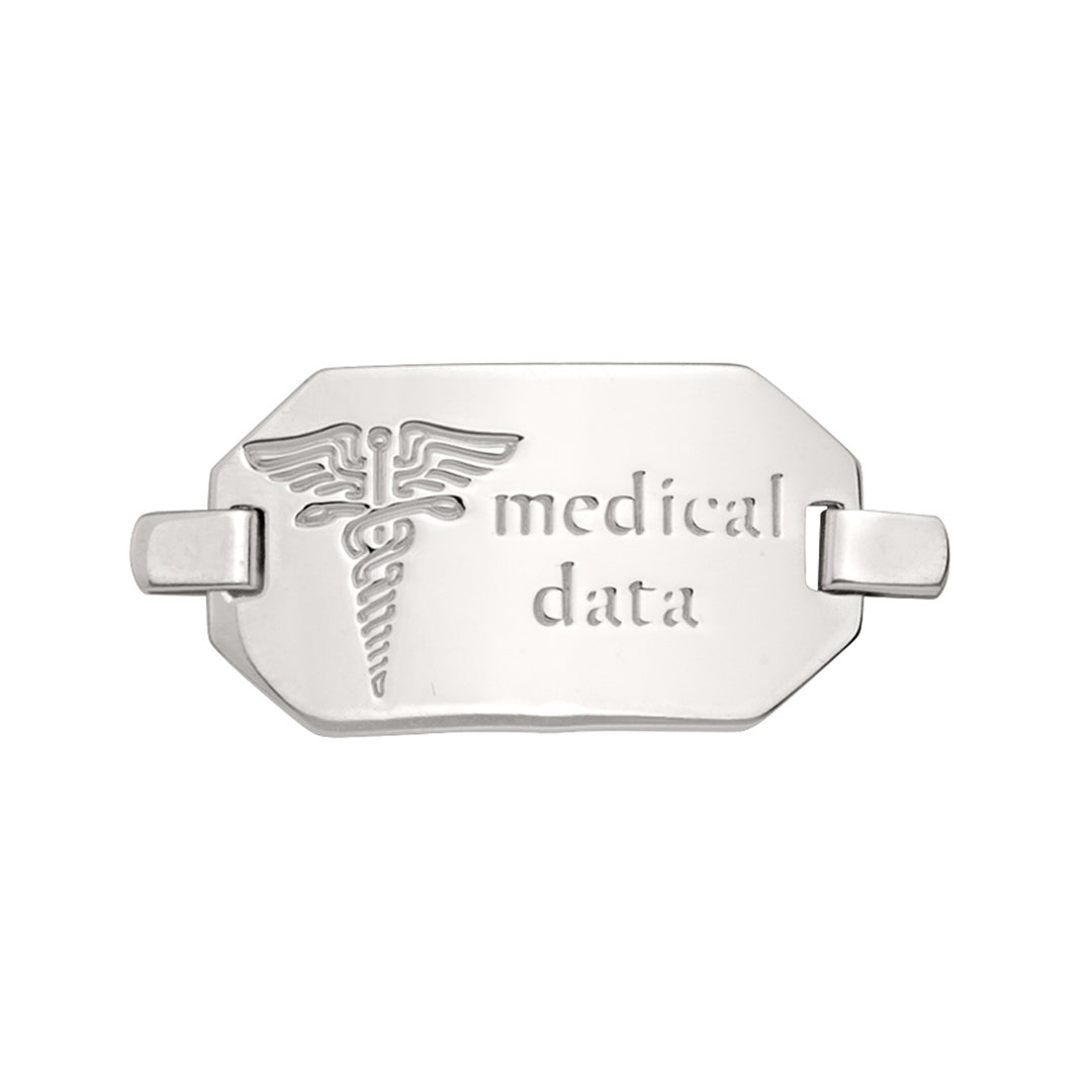 White Gold Medical ID Plate — front view