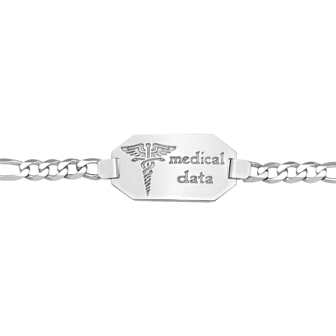 White Gold Medical ID Bracelet — front view