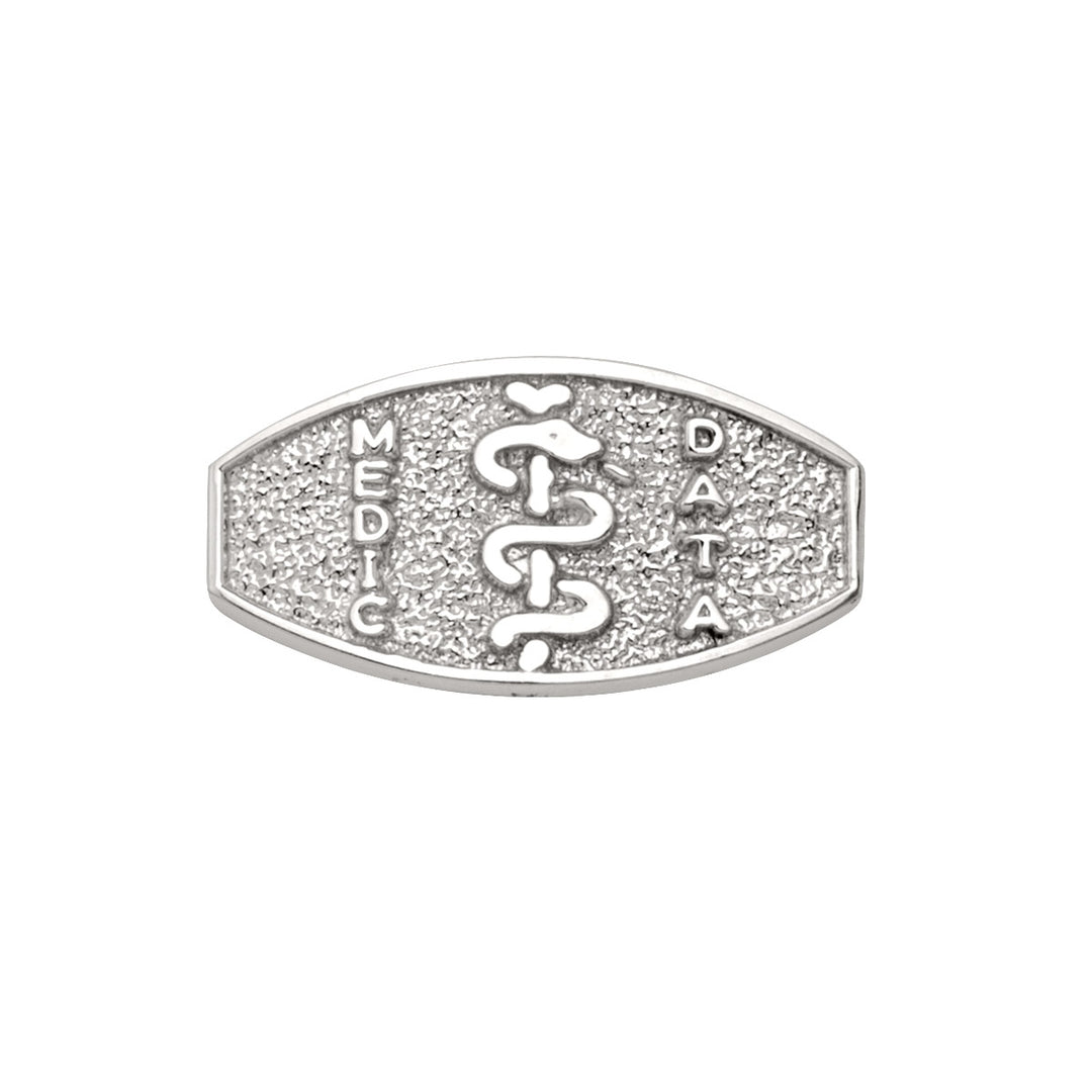 White Gold Medical ID Plate — front view