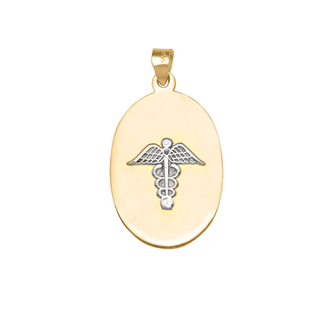 Two-Tone Gold Medical ID Pendant — front view