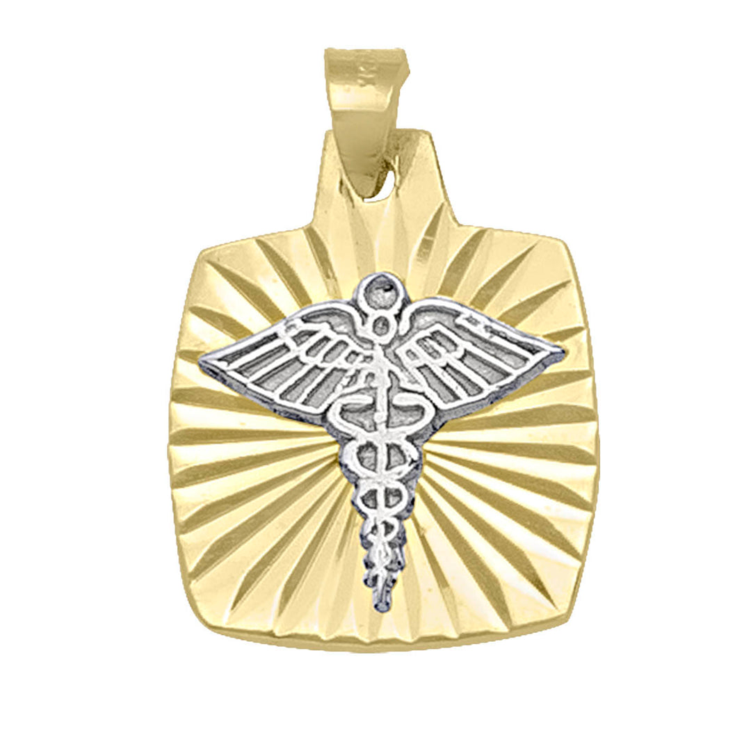 Two-Tone Gold Medical ID Pendant — front view